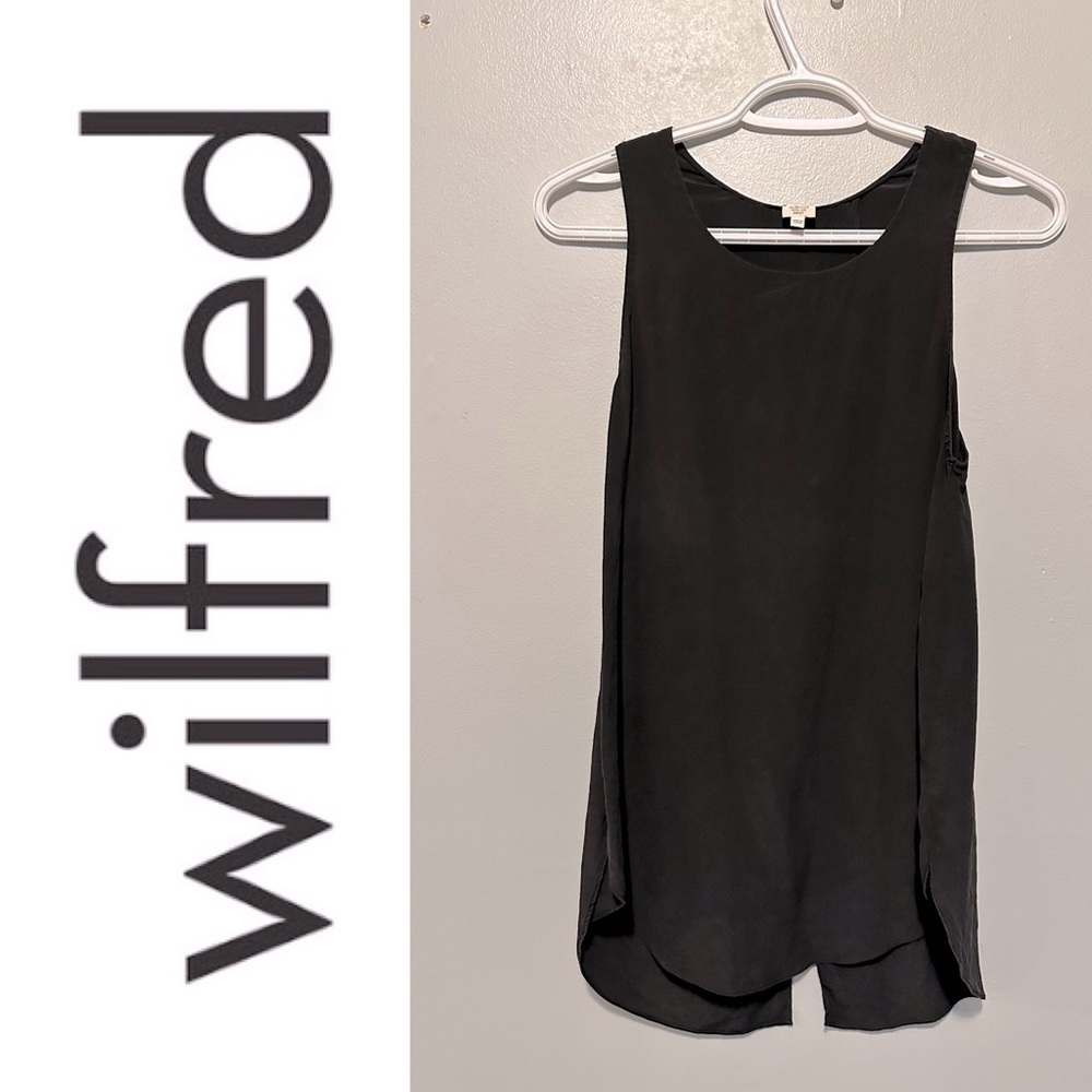 🍋 Aritzia Wilfred 100% silk black sleeveless top w/ open crisscross back size S